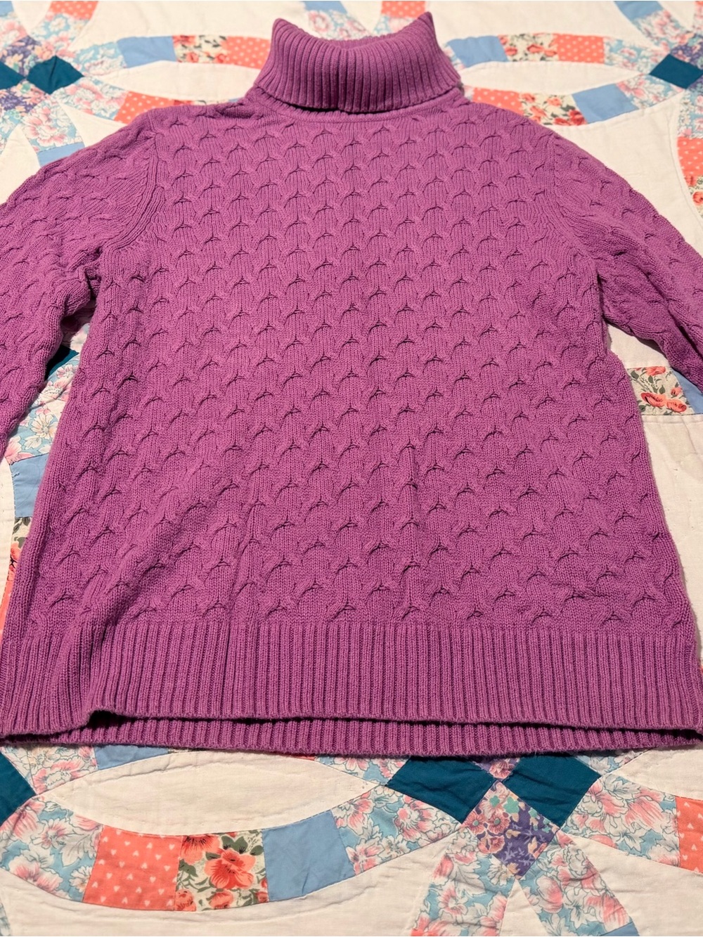 croft & barrow Violet Cable-Knit Turtleneck Sweater